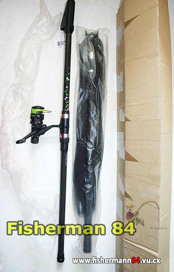 Canne à pêche, moulinet, et epuisette neuve, plus...