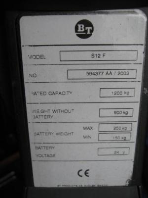 GERBEUR ELECT BT S-12-F/ SIMPLEX LEVEE LIBRE 1.70M