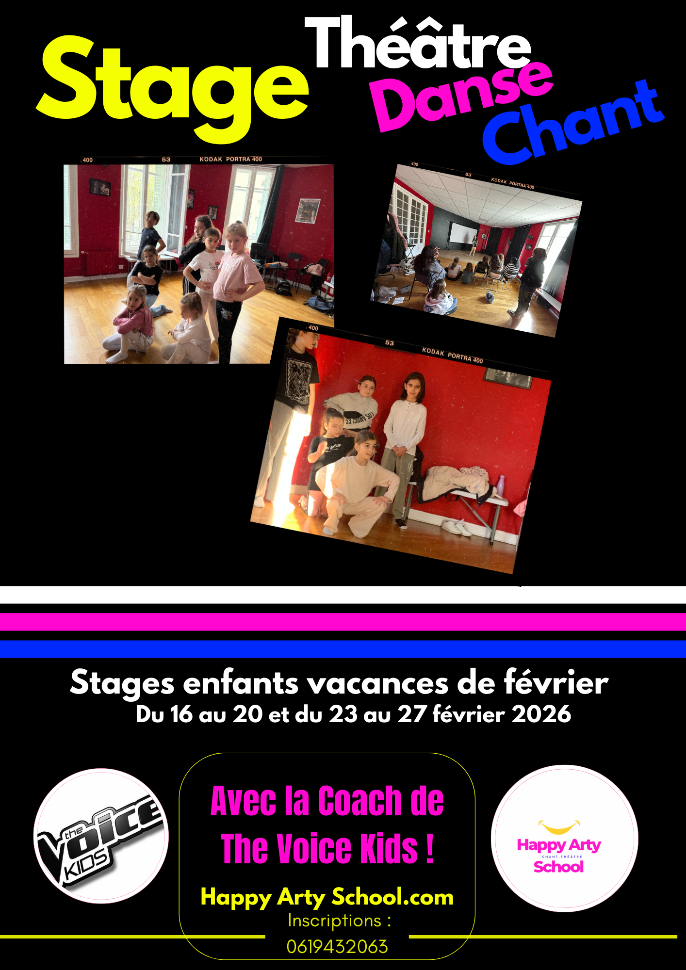 Stages enfants Vacances de février CHANT/DANSE/THEATRE