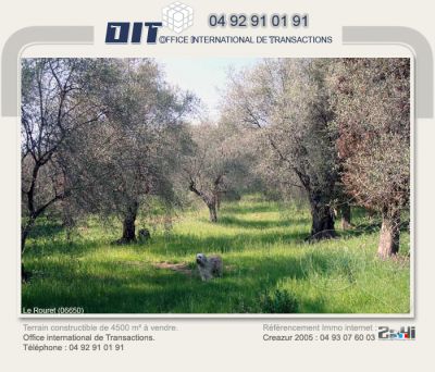 2A4I - Terrain constructible à bâtir . Le Rouret (06650). Alpes Maritimes.