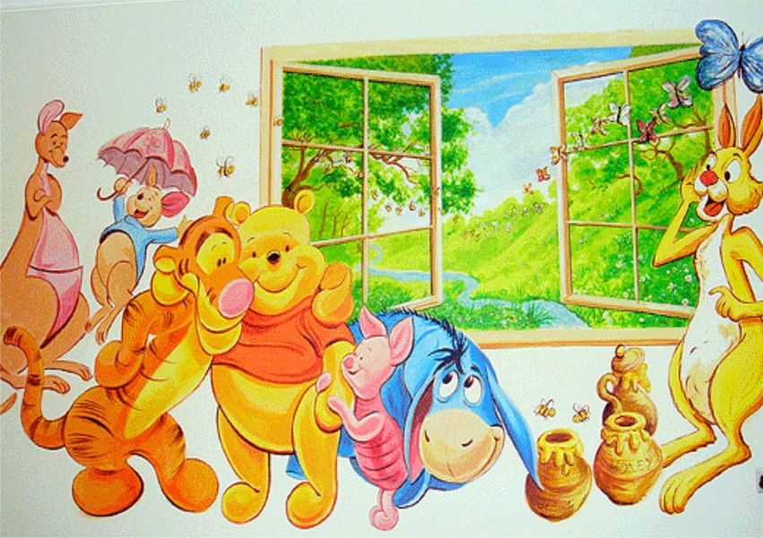 Dessins murales décoratifs intérieurs. L'art des enfants.CESU.  