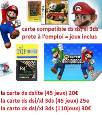 CARTE R4I DS DSI/XL 3DS JEUX COMPRIS