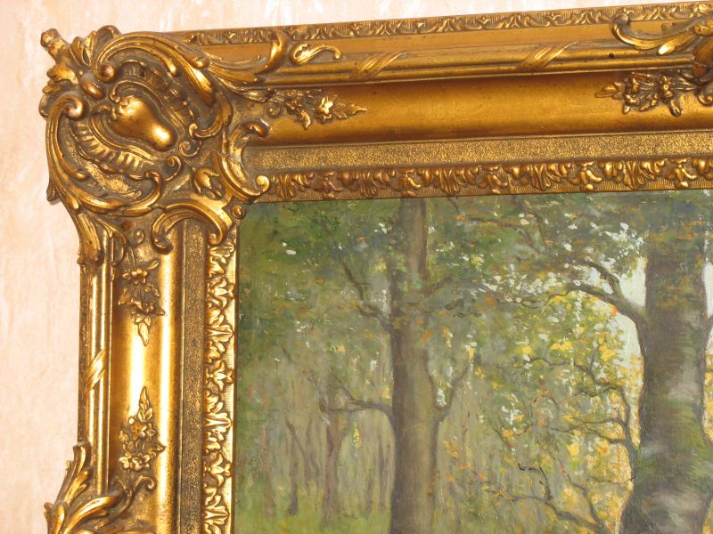 Grand tableau fin 19è. encadré. Huile.