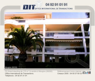 2A4I - F5 de 170 m ² grand standing avec terrasse de 30 m ² à vendre à Mougins (06250).