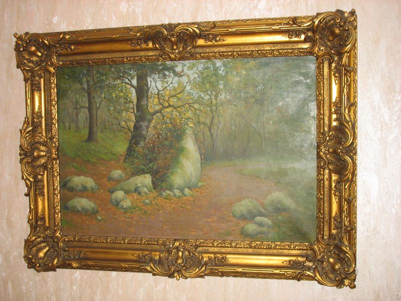 Grand tableau fin 19è. encadré. Huile.