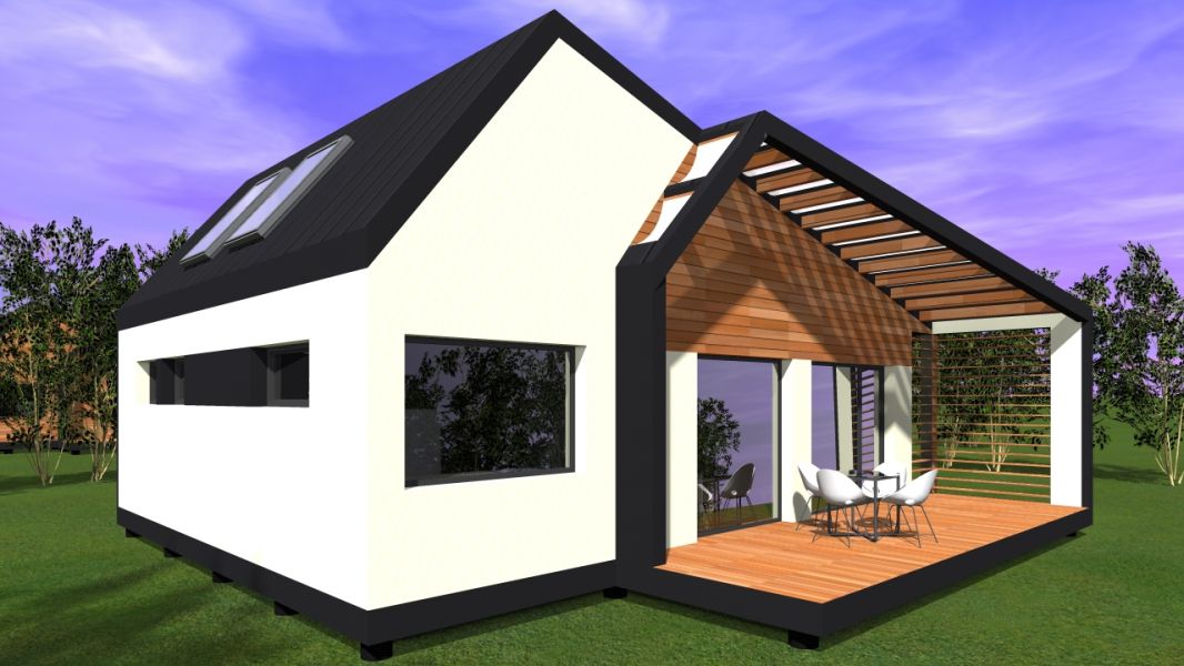 Maison en bois style chalet design E.k de 80m2 t