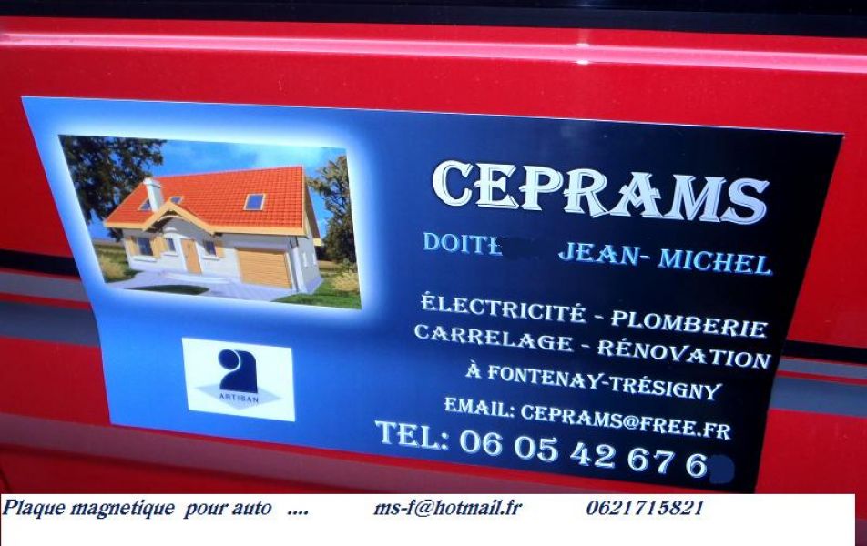 Plaque en magnetique et pub pour utilitaire